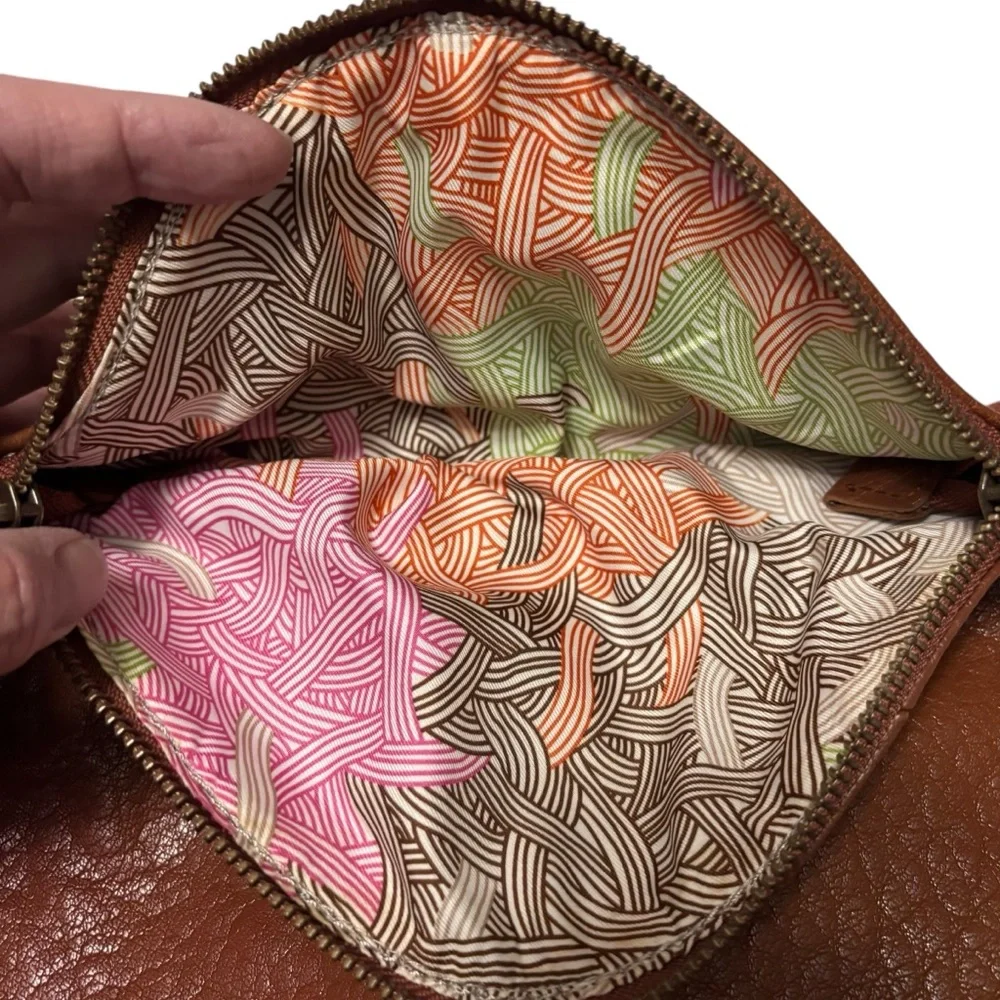 The Sak Brown Leather Crossbody Shoulder Bag Beautiful Cognac Pebbled Leather - Picture 6 of 15